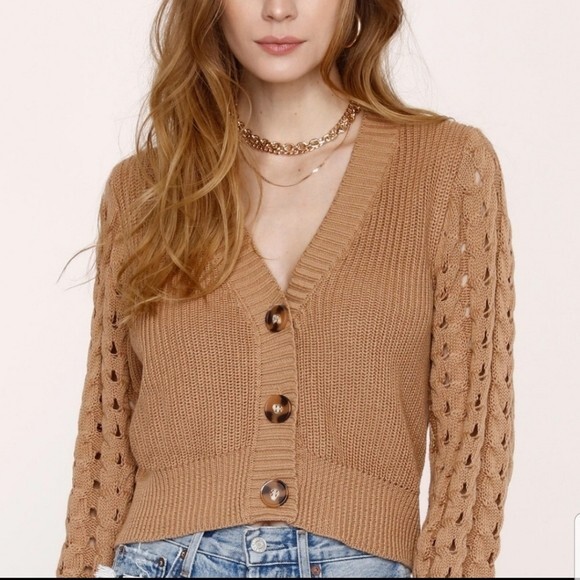 NWT Heartloom Naomi Cardigan- Anthropologie brand, size L, color camel - Picture 3 of 16